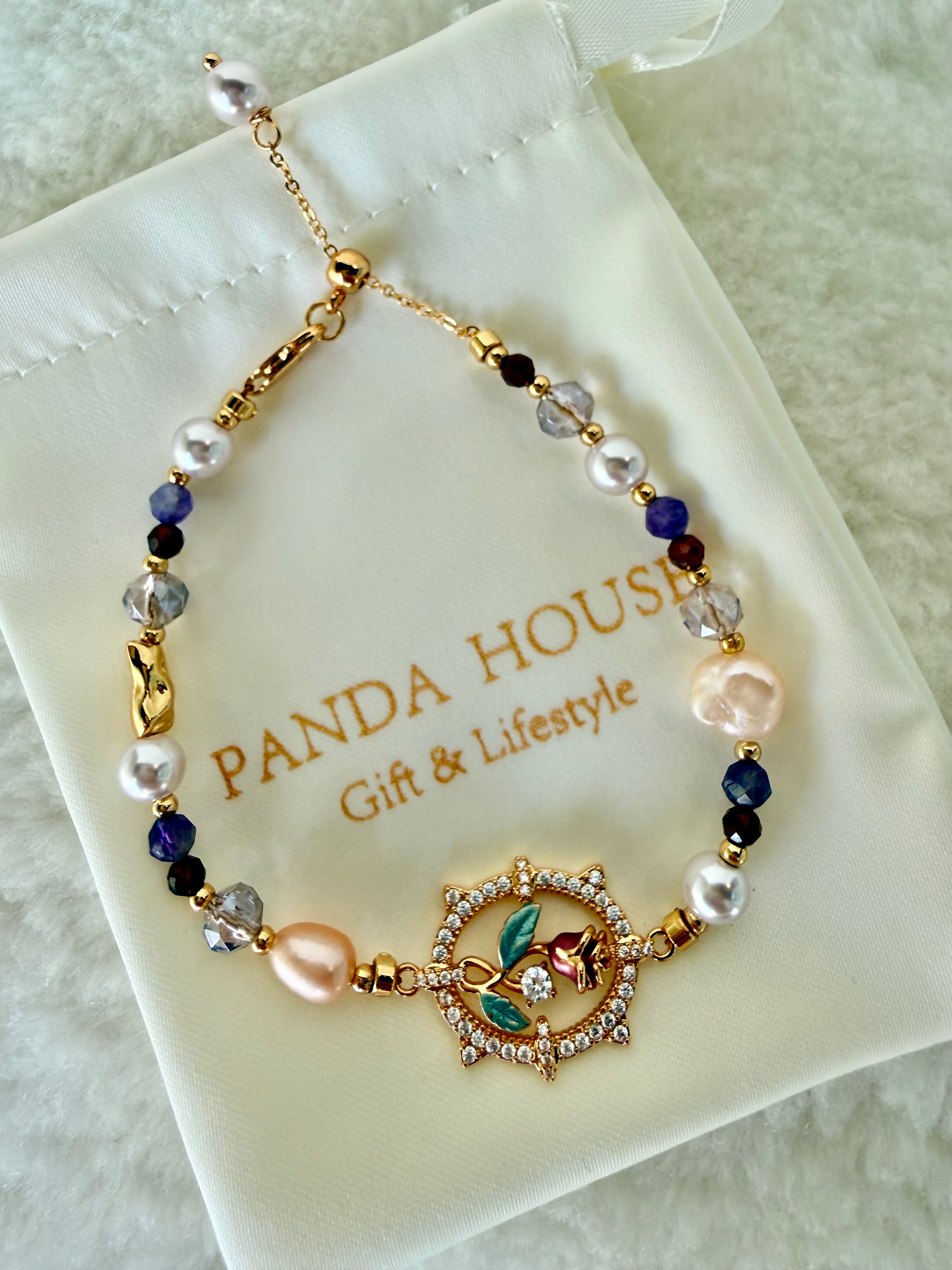 Pearl & Natural Stone Bracelet | 24K Gold Plated