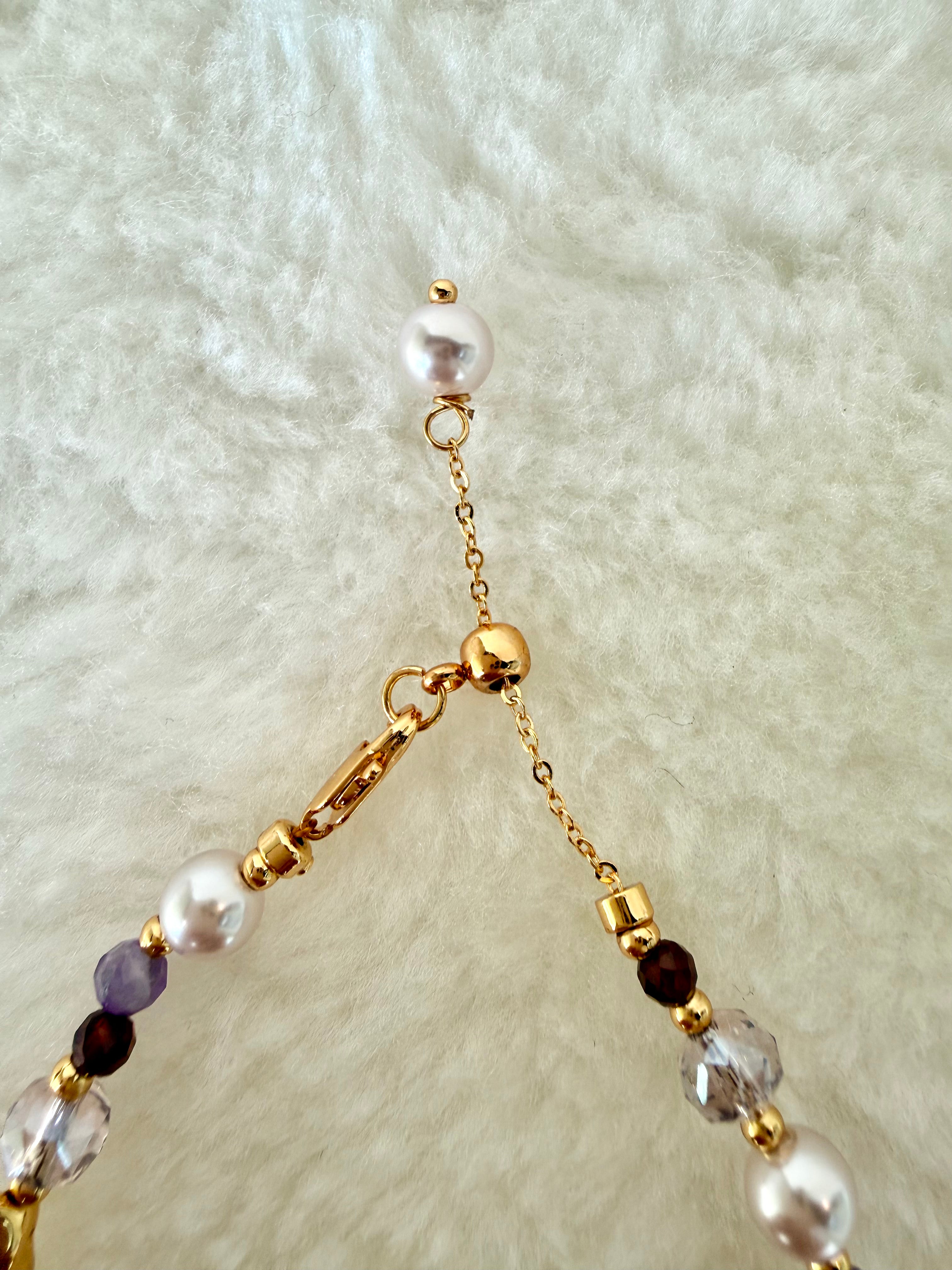 Pearl & Natural Stone Bracelet | 24K Gold Plated