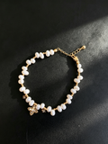 24K Gold-Plated Natural Pearl Four-Leaf Clover Charm Bracelet