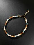 24K Gold-Plated Mixed Natural Stone Beaded Bracelet