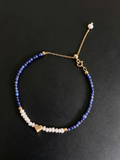24K Gold-Plated Blue Natural Stone Heart Bracelet