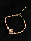 24K Gold-Plated Natural Pearl Floral Clover Bracelet